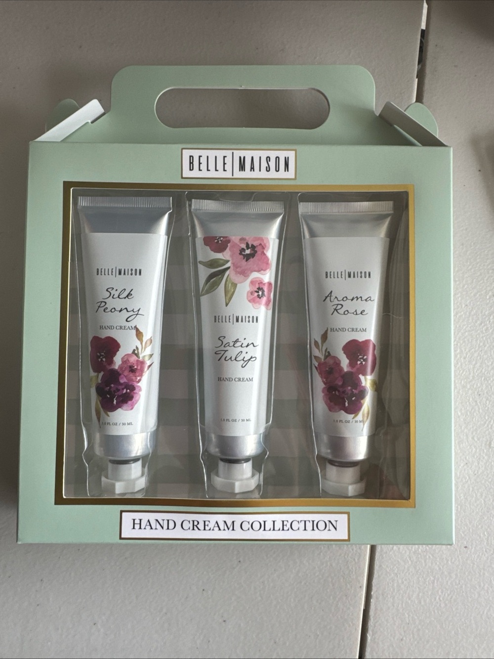 Hand Cream Collection - Mint Box with Floral Tubes